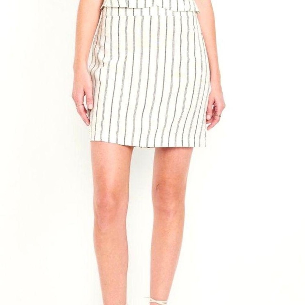 NWT Old Navy Linen Blend Mini Shift Skirt Black White Stripe Sz XL
